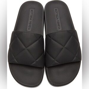 Bottega Veneta Black Quilted Rubber Slide Sandals